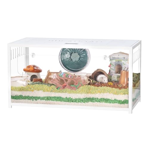 ハムスター メタル製 100cm 飼育クリアケージ 透明 水槽タイプ 2つ扉 フロントドア最適化 組み立て簡単 耐久性 安定感 おしゃれ 大型サイズ ゴールデンハムスター キンクマ ハリネズ 爬虫類など 小動物用 ケージ W1000×D500×H520mm