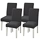 Taeku Stuhlhussen, Universal Abnehmbare Stretch Stuhlbezug Moderne Jacquard Husse Abdeckung Esszimmer Stühle Schutz Dekoration Spannbezug für Bankett Deko Hochzeit Partys (Schwarz 4er)