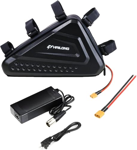 RANSYRI 52V 20Ah Battery Power Pack with Waterproof Triangle Bag & 4A Fast Adapter 1040W Battery for 250W-1500W Motors 3-Prong XLR Connector Fits Mountain/Road Bikes