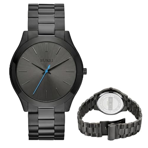 Image of BUREI Men's Wrist Watch, Analog Stainless Steel Dress Waterproof Quartz Watch for Men with Japanese Movement,Refined Gifts for Men, Boyfriend, Husband, Dad