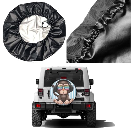 Image of Delerain Spare Tire Cover Cute Monkey Wheel Covers Sun Protection Waterproof for Jeep Truck RV Trailer SUV and Many Vehicle (14 Inch for Diameter 23 inch-27 inch)