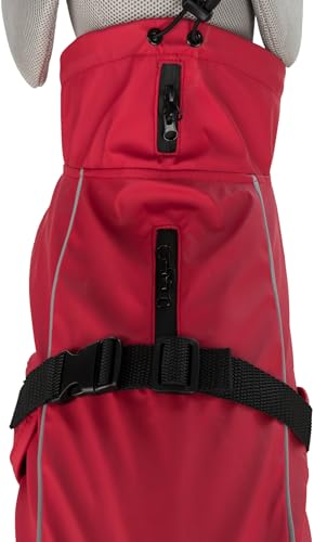 TRIXIE Regenmantel Vimy für Hunde rot XS - Bauchumfang: 20-39 cm – Hunde-Regenjacke mit reflektierenden Elementen für mehr Sichtbarkeit im Dunkeln – bequem & verstellbar - 680220