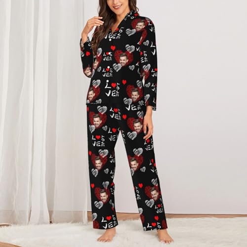 Personalized Face Couples Pajama Sets Custom Face Fun Sleepwear Pjs Matching Christmas Pajamas For Couple Gifts2