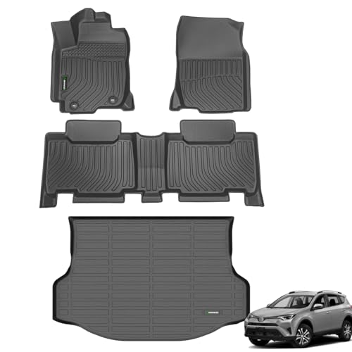 ANBINGO® Floor Mats & Cargo Liner for RAV4 2013-2018 (Not Hybrid or Prime) | LE/SE/XLE/Limited/Platinum/Adventure, AWD&FWD, Custom Fit for RAV4 Floor Mats & Cargo Liner Accessories - Black