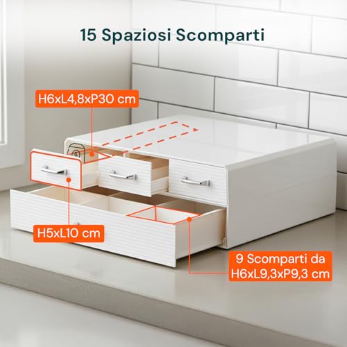 Organizer Per Cialde E Capsule Caffè 4 Cassetti - Design Salvaspazio - 6