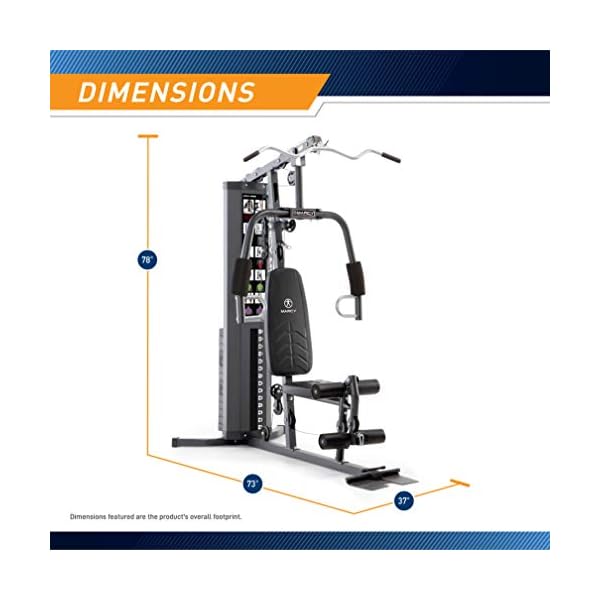 Marcy 150lb. Stack Home Gym with Pulley, Arm, and Leg Developer Multifunctional Workout Station for Weightlifting and Bodybuilding – 300 lbs Capacity MWM-4965, Black