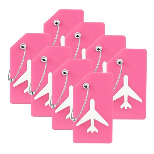 Image of Silicone Luggage Tag for Suitcases with Stainless Loop, TSA Approved, Privacy Protection Travel Essentials Bag Tags by Gostwo, Pink, 3.6 inch x 2 inch x 0.25 inch, Playful /Feminine