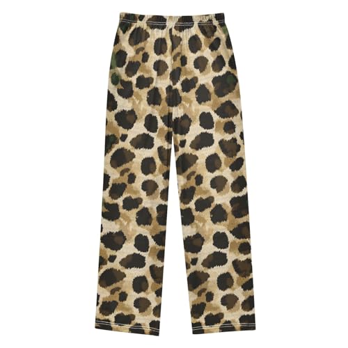 Pajama Pants Lounge Sleep PJ Bottoms Sleepwear Elastic Waist Drawstring M Leopard2