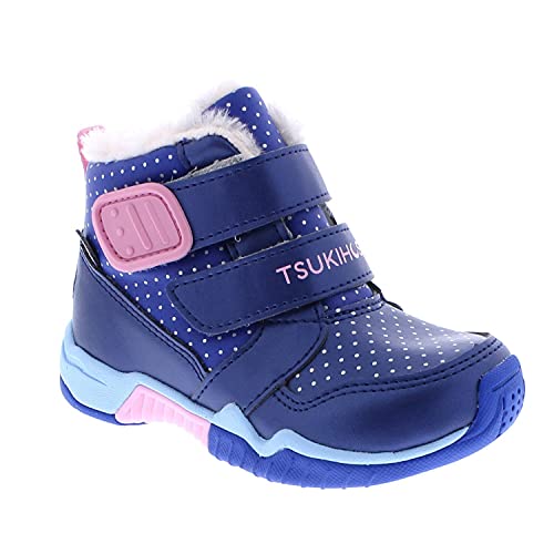 Tsukihoshi 7519 Igloo Strap-Closure Machine-Washable Snow Boot With Wide Toe Box And Slip-Resistant, Non-Marking Outsole - Navy/Pink, 10.5 Little Kid (4-8 Years) #TOP3