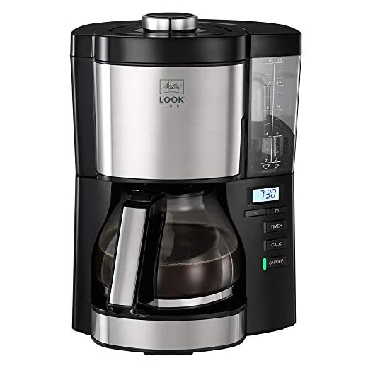 Melitta Filter Coffee Machine, Look V Timer Model, Stainless Steel, 21 x 24 x 33.5 cm, Black, Art. No. 6766591