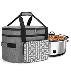 Yarwo Slow Cooker Travel Bag with Bottom Board Compatible with Crock-Pot and Hamilton Beach 6 7 8 Quart Oval Slow Cooker, Double Layers Slow Cooker Carrier, Gray with Arrow (Bag Only, Patent Pending) Yarwo Slow Cooker Travel Bag with Bottom Board Compatible with Crock Pot and Hamilton Beach 6 7 8 Quart Oval Slow Cooker Double Layers Slow Cooker Carrier Gray with Arrow Bag Only Patent Pending