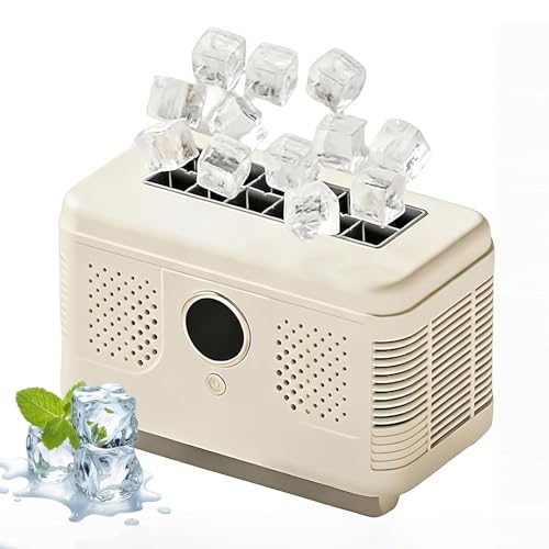 Máquina portátil de hacer hielo blanco crema, 12 cubos en 10 minutos miniatura 1