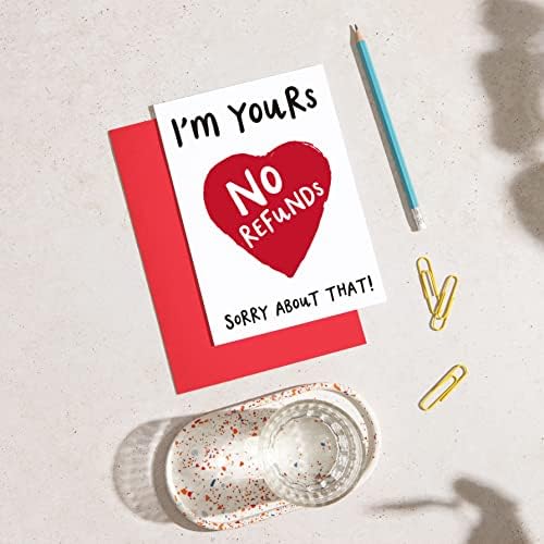 Huxters Anniversary Card  Im Yours Funny Card for Wife, Husband  350GSM Boyfriend Valentines Day Card with Red Envelope  Blank Interior for Custom Message - A5 (I'm yours)