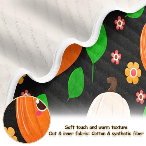 Burbuja Pumpkins with Happy Faces Baby Blanket for Boys Girls, Nursery Soft Warm Swaddling Receiving Baby Blankets, 30x40 in Toddler Blanket2
