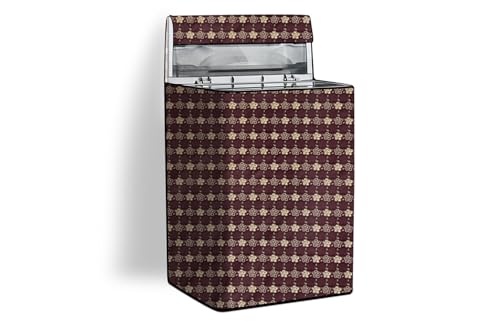 Image of Stylista Washing Machine Cover Compatible for LG 9 KG Fully-Automatic Top Loading T90SJAS1Z, Floral Pattern Brown