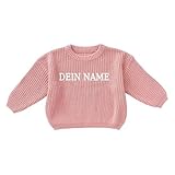 Generisch Personalisierte Pullover Baby Geschenk Personalisiert Strickpullover Kleinkinder Baumwolle Pulli Winterkleidung Jungen/Mädchen Gestrickt Sweatshirt Kinder Baby Kleidung Rosa 3-6 Monate