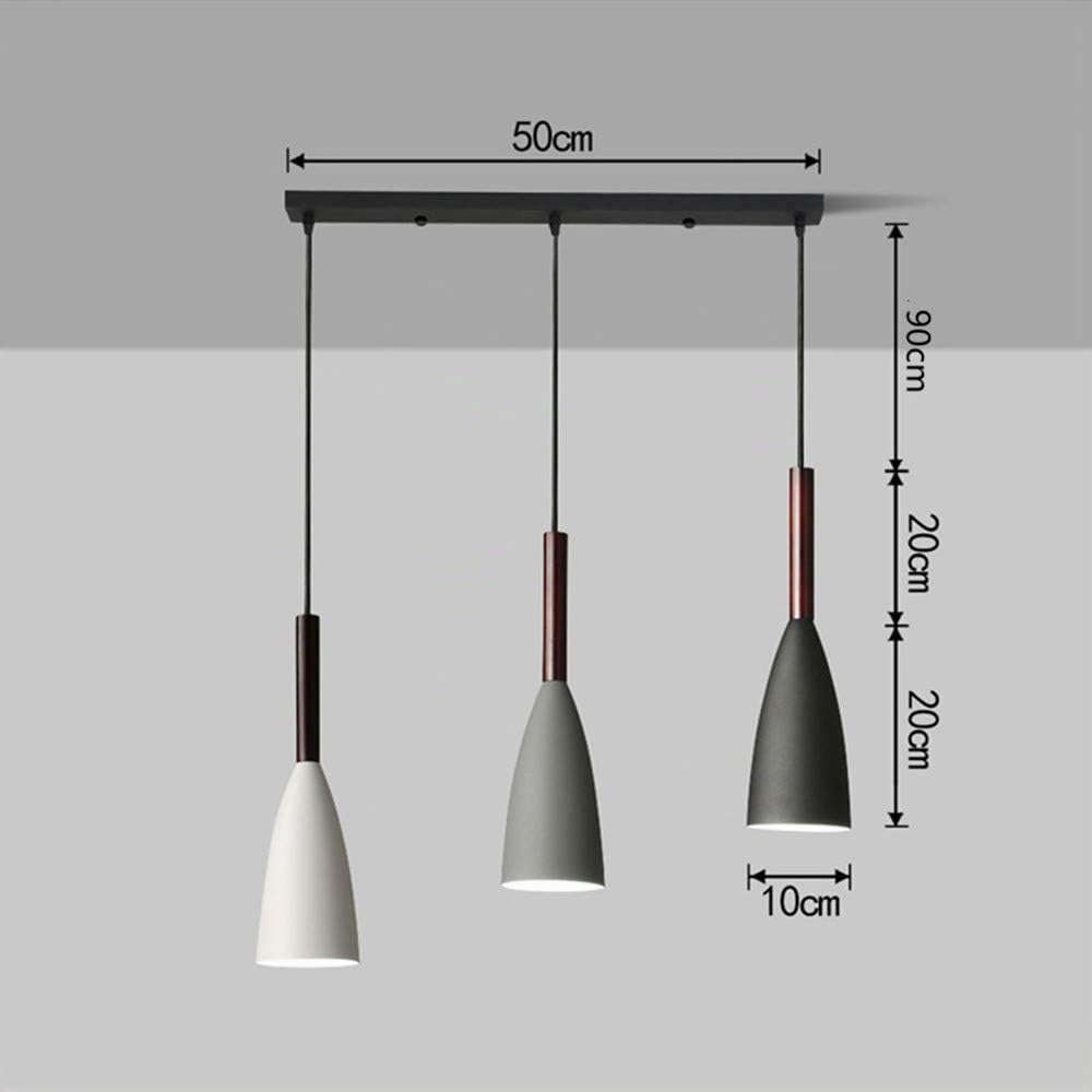 RUIBO Minimalista lampada a sospensione moderna, 3 teste con cavo regolabile LED lampada a sospensione a soffitto, per cucina, sala da pranzo, luci a sospensione, lampadina E27 non inclusa AC90-260V