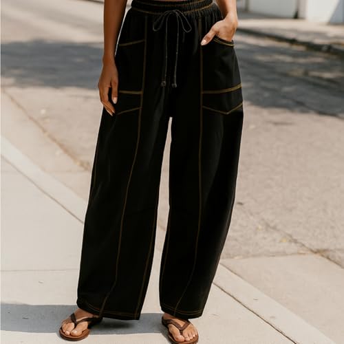 Belladora Barrel Pants, Lightweight Stretch Fabric with Roomy Pockets, Relaxed Fit for All-Day Comfort & Casual Style2
