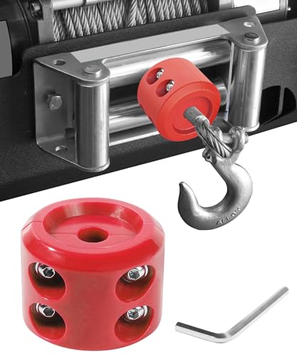PAIYUE Winch Stopper Car Accessories Rubber Winch Cable Hook Stopper Towing Hook Synthetic Rope Winch Accessories Compatible with Most ATVs UTVs SUVs Trucks Jeeps Trailers (Red)
