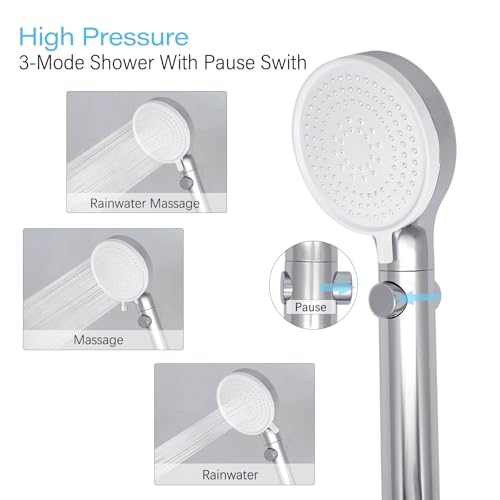 Image of RV Shower Head with Hose,RV Quick Connect Shower head,High Pressure Handheld Shower Head with On /Off,for RV Indoor /Outdoor Shower Faucet Connect Shower and Garden Hose (on /off switch, Chrome)