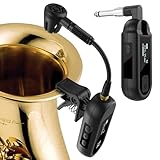 EBJ Wireless UHF Saxophone Microphone System, Clip Instrument Microphone Saxophone and Trumpet, preset EQ and Echo Level 100 feet Transmission, Full Charge can be Used for 8 Hours (M-03)