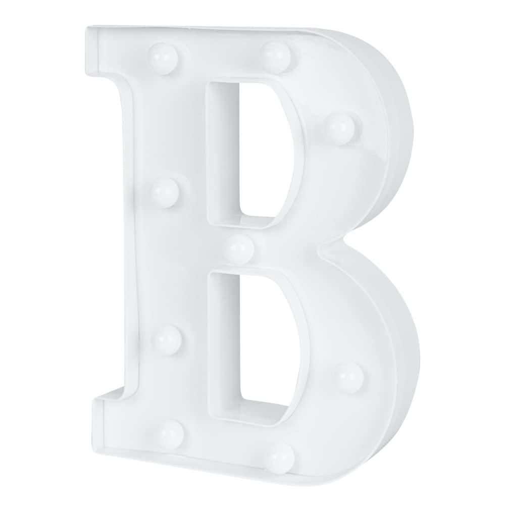 Restaurantware-Illumify 6.3 x 1.2 x 8.7 Inch Light Up Letter, 1 Durable Marquee LED Light - Letter B, Touchproof, White Plastic Party Alphabet Accent, Keyhole Slot, For Weddings, Or Special Events