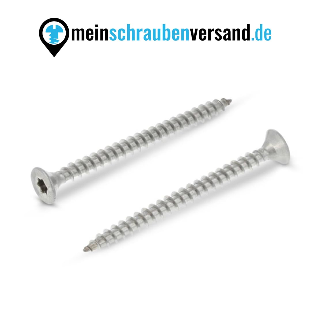 Tornillos para tableros de 10x70 mm 25 piezas A2 de acero inoxidable - Tornillos para construcción en madera - Tornillos para madera - Cabeza avellanada - Rosca completa con cabeza reforzada