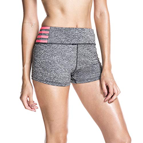 MRULIC Yoga Pants High Waist Workout Pant Women's Sports Shorts Casual Stitching Comfortable Yoga Shorts Slim-Fit Hip-Lift Fitness Three-Pants Running Pant (Pink,L)