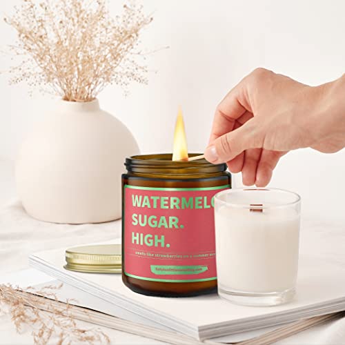 Watermelon Sugar High - Handmade Natural Soy Candle - Harry Styles Candle - Harry Merch - Harry S One Direction Present Idea Music Themed Gift For Fans #TOP6