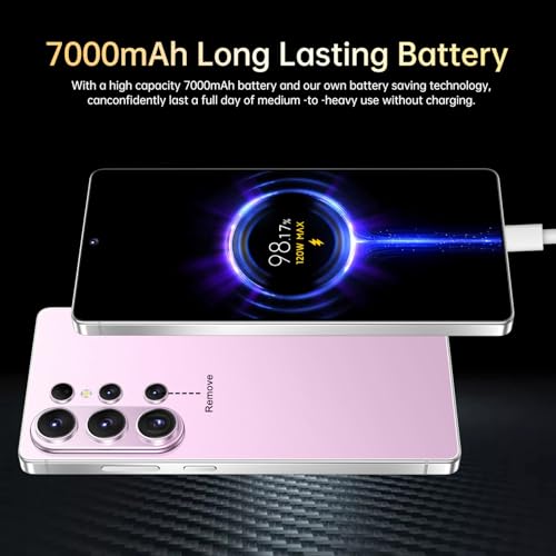 Image of SZV 26 Ultra Unlocked Cell Phone,16+1TB 5G Unlocked Phone, Built in Pen Android 15 Battery 7000mAh 6.99 inch HD Screen Smartphone, Dual SIM /Face ID /Fingerprint Lock /GPS (Pink, 16+1TB)