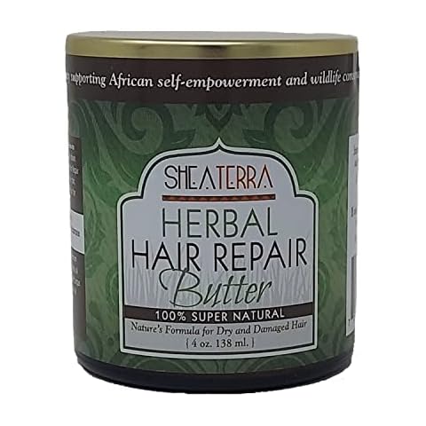 Shea Terra Organics Hair Repair Herbal Butter | Natural Hair Restoration and Dry Itchy Scalp Treatment - Rinse Out or Leave-In Conditioner - 4 oz Cover