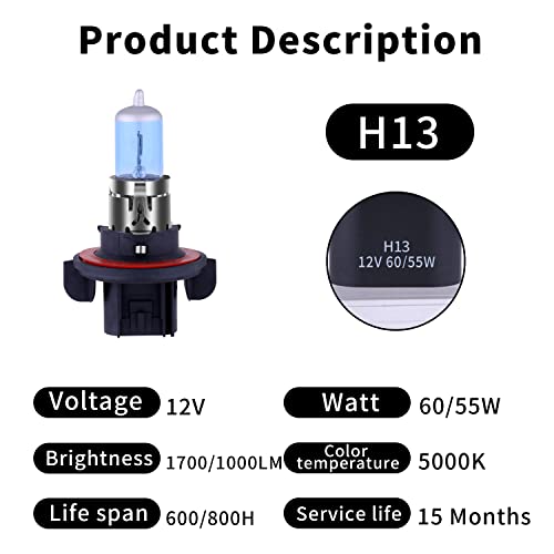 Newbrown 9008 H13 Halogen Headlight Bulb With Super White Light Long Life Replacement P26.4T 12V 55W/60W (2 Pack) #TOP2