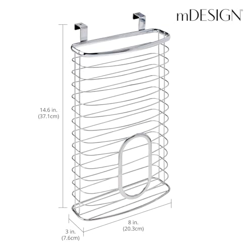mDesign-Steel-Hanging-Cabinet-Storage-Organizer-Holder-for-Kitchen-Pantry-Holds-Plastic-Sandwich-Garbage-Grocery-and-Trash-Bags-Wrap-Foil-Pack-Spira-Collection-Chrome