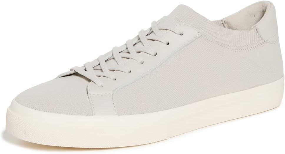 Vince Men's Fulton Knit Sneakers, Horchata, Off White, Grey, 13 Medium US