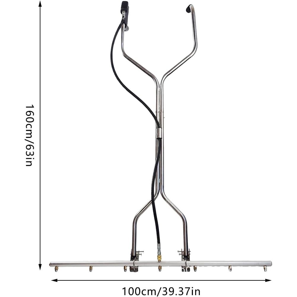 Gertrude 39 Pulgadas Acero Inoxidable Tren De Rodaje Hidrolimpiadora 5000 PSI Limpiador De Superficies Escoba De Agua con 7 Boquillas para Agua Agua Caliente Y Fría Hidrolimpiadora