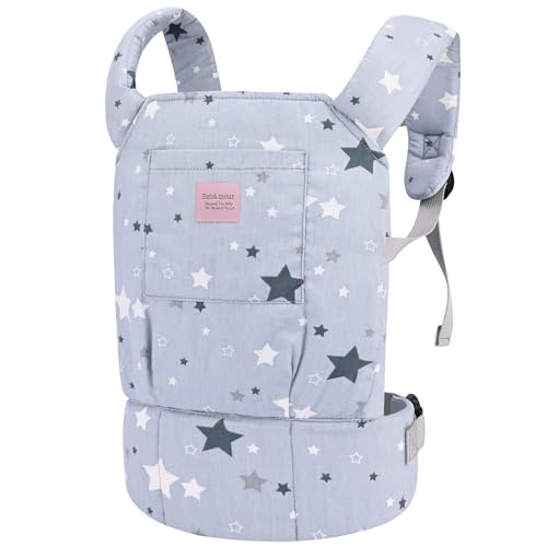Bebamour Baby Doll Carrier for Kids Baby Doll Accesorries Storage Bag Backpack Stuffed Toys Carrier Doll Baby Carrier Grey Star