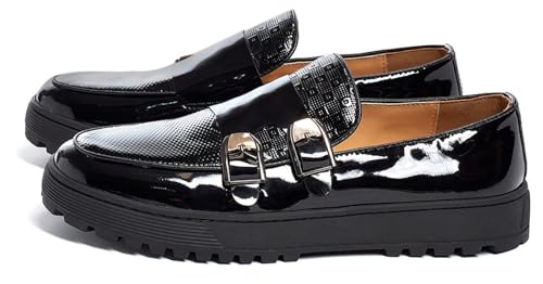 Santimon Mens Penny Loafers Yellow Dress Slip On Causal Flat Shoes Double Monk Mocasines Genunie Leather Modern Prom Wedding Fashion Tuxedo Shoes for Men4