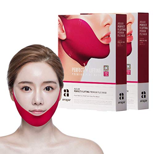 Avajar Perfect V Lifting Premium Plus+ Mask 10pcs - Face Lifting Mask | Neck Slimmer | V Line Mask | Face Slimmer | Chin Strap For Double Chin Remover | V Shaped Slimming Face Mask | Double Chin Mask