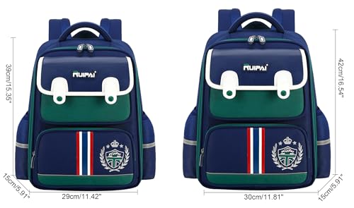 JiaYou Lightweight Primary School Backpack Large Capacity Bookbag Water-Resistant Daypack for Boys and Girls(Green,19 Liters)2