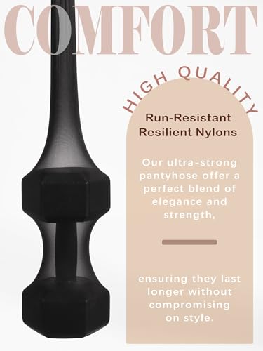 Extremely Durable Sheer Black Tights for Women Ultra Strong Control Top Pantyhose with Reinforced Toes3