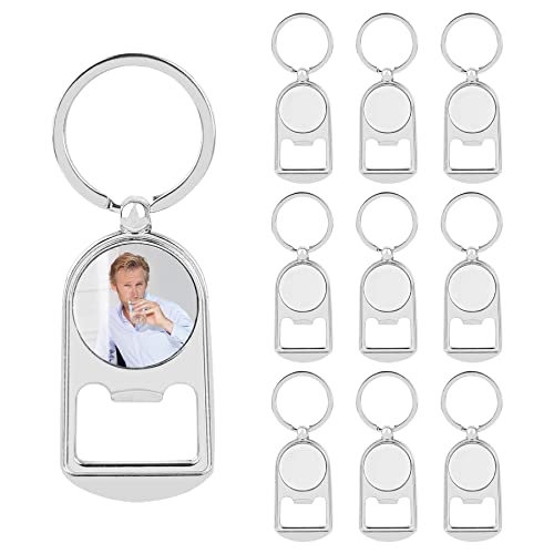 Framendino, Lot de 10 porte-clés vierges en métal avec décapsuleur pour photo de sublimation personnalisée