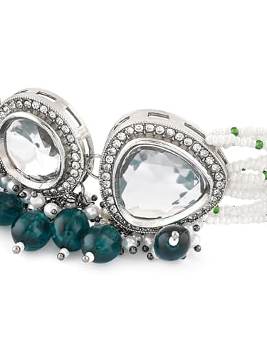 Juego de joyas de varias hebras de latón DMZ-1799 collar pulsera cuentas plata S 7