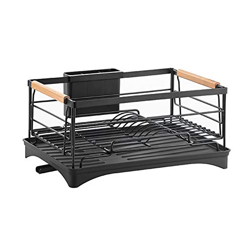 AnvFlik Acier Inoxydable Égouttoir à Vaisselle, pour Cuisine Ensemble égouttoir et égouttoir à Vaisselle antirouille avec Porte-ustensiles Amovible et Bec pivotant réglable (42x30x19.5cm)