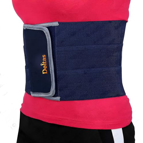 Image of DOLTAS Abdominal Belt - Postpartum Tummy Reduction Belt for Women | Lower Back Pain Relief Belt | Abdomen Binder & Belly Support Band for Lumbar Sacral Support & Waist Shaping Navy Blue (Universal)