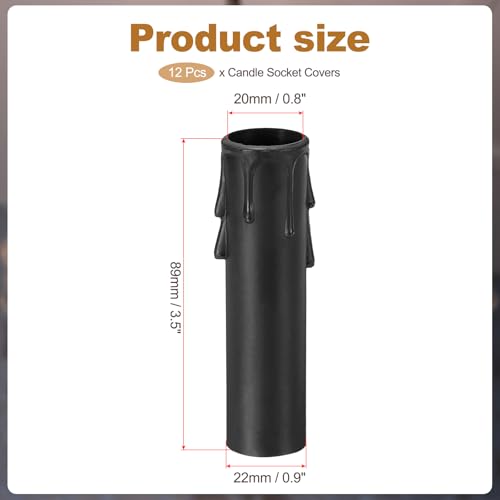 Manchons pour bougies anti-larme PATIKIL avec douilles E12 noires pour lustres