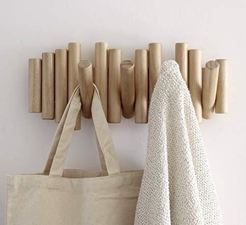 Umbra Picket 5 Wall Mounted Coat Hook - Combines Useful and Art - Bevelled Pine Dowels - Natural Finish 1011471-390