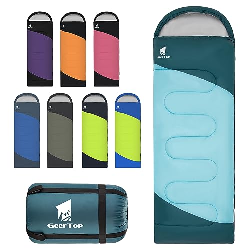 GEERTOP Backpacking Sleeping Bag for Camping Lightweight Sleeping Bags for Adults Kids Summer Warm Cold Weather Hiking Travel