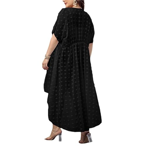 Cardigã feminino Plus Size Cover Ups longo bordado pontos malha transparente manga curta transparent