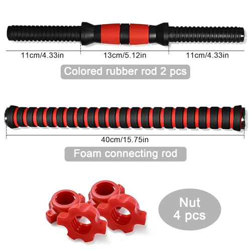 Universele halterstangen, 2stuk korte halterstangen, 35 cm, 2stuk stersluitingen met 1 verbindingsstaal buis, krachttraining, training, halteraccessoires, set - Afbeelding 3