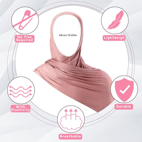 Handepo 2 Pcs Instant Hijab Jersey Hijab for Women Muslim Head Scarf Soft Lightweight Long Stretch Scarf Shawl Wrap2